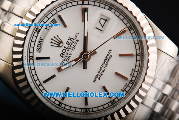 Rolex Day-Date Automatic Full Steel with White Dial - Click Image to Close